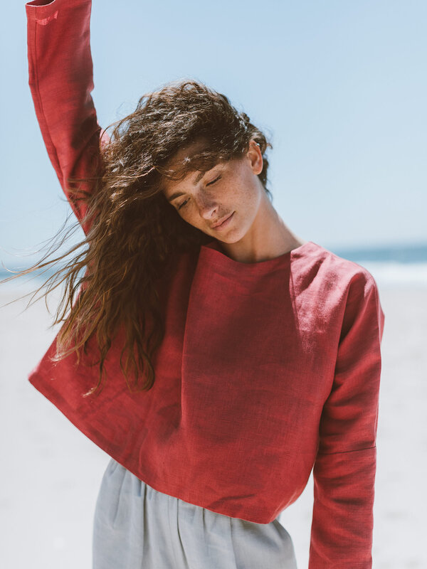 Image 1 of IVY Linen Top in Raspberry from Love and Confuse