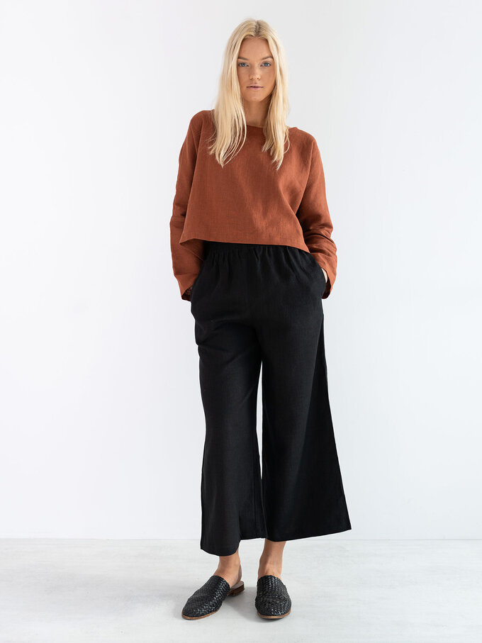 Image 2 of IVY Linen Top in Rust from ALBERALKIRK
