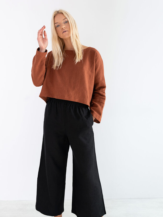 Image 3 of IVY Linen Top in Rust from ALBERALKIRK