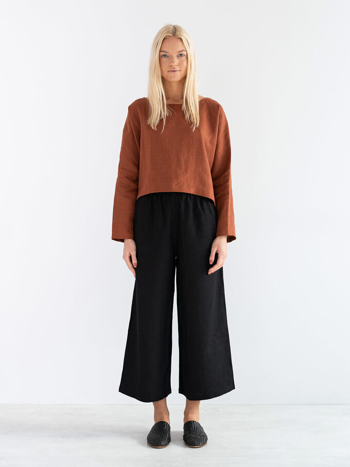 Image 4 of IVY Linen Top in Rust from ALBERALKIRK