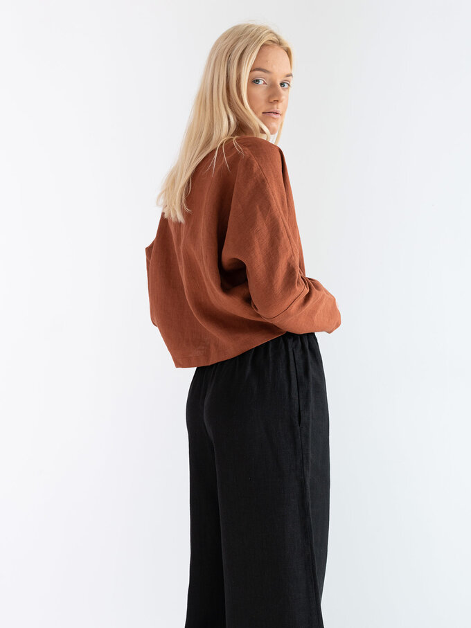 Image 6 of IVY Linen Top in Rust from ALBERALKIRK