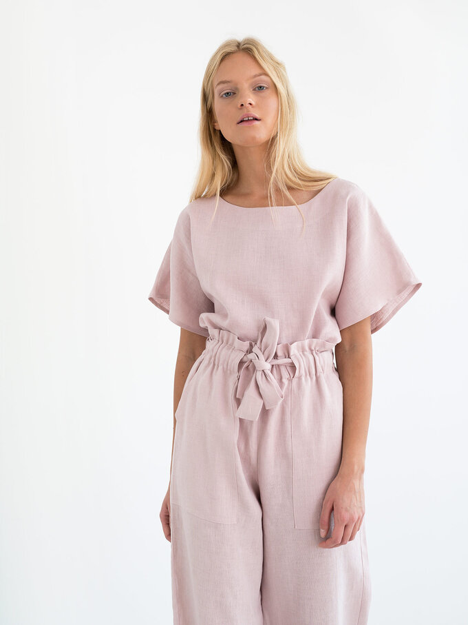 Image 4 of JULIET Wide Leg Linen Pants in Apple Blossom from ALBERALKIRK