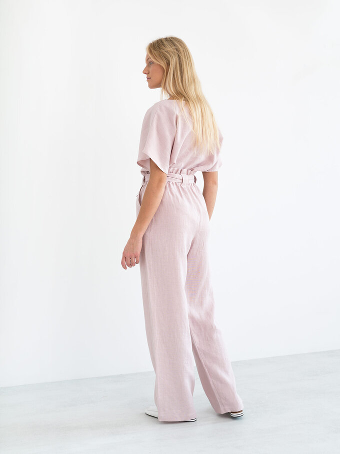 Image 5 of JULIET Wide Leg Linen Pants in Apple Blossom from ALBERALKIRK