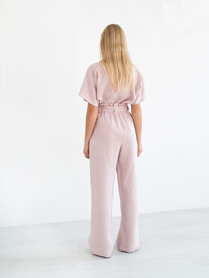 Image 6 of JULIET Wide Leg Linen Pants in Apple Blossom from ALBERALKIRK