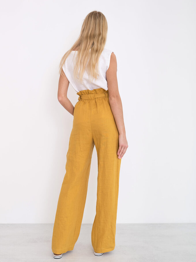 Bild 5 von JULIET - Weit geschnittene Leinenhose in Mustard, you can also choose other colors above von ALBERALKIRK