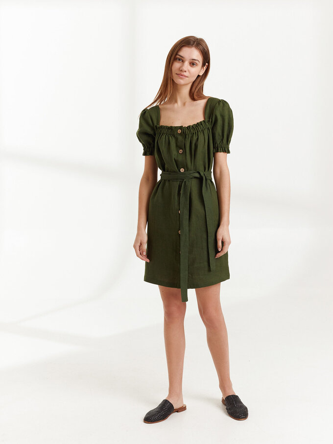 Bild 2 von JULY - Leinenkleid mit Knöpfen in Forest green, you can also choose other colors above von ALBERALKIRK