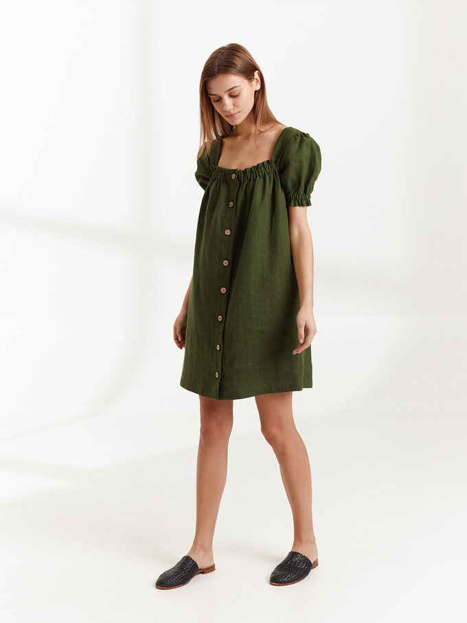 Bild 3 von JULY - Leinenkleid mit Knöpfen in Forest green, you can also choose other colors above von ALBERALKIRK
