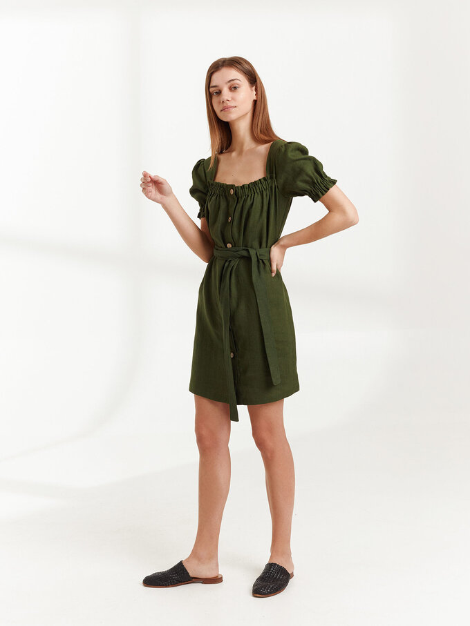 Bild 4 von JULY - Leinenkleid mit Knöpfen in Forest green, you can also choose other colors above von ALBERALKIRK