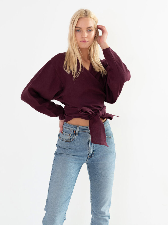 Bild 3 von JUNE Leinen Wickeltop in Eggplant, you can also choose other colors above von ALBERALKIRK