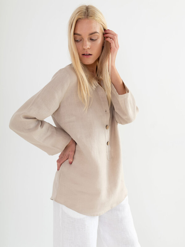 Bild 1 von LARA Leinen Tunika Shirt in Beige, you can also choose other colors above von Love and Confuse