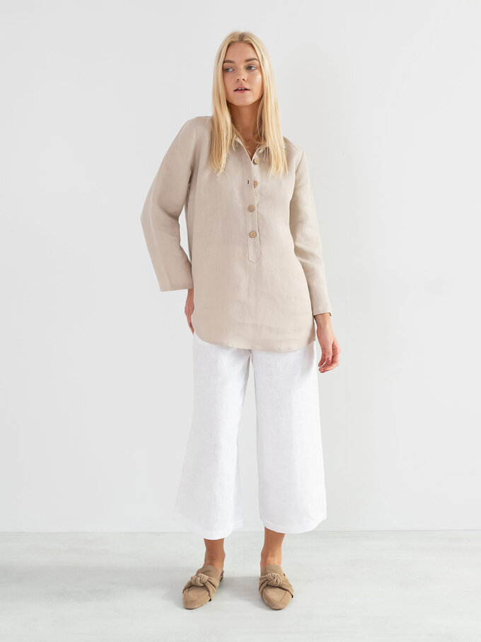 Bild 2 von LARA Leinen Tunika Shirt in Beige, you can also choose other colors above von ALBERALKIRK