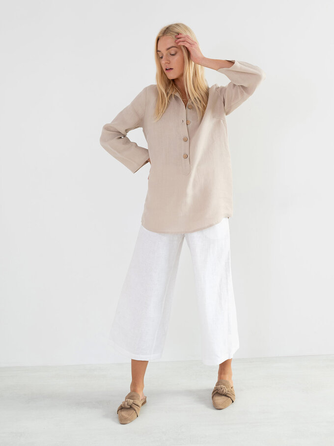 Bild 5 von LARA Leinen Tunika Shirt in Beige, you can also choose other colors above von ALBERALKIRK