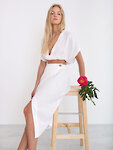 Image 1 of LEAH Linen Crop Top in White from ALBERALKIRK