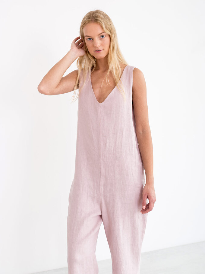 Image 2 of MADELINE Linen Jumpsuit in Apple Blossom from ALBERALKIRK