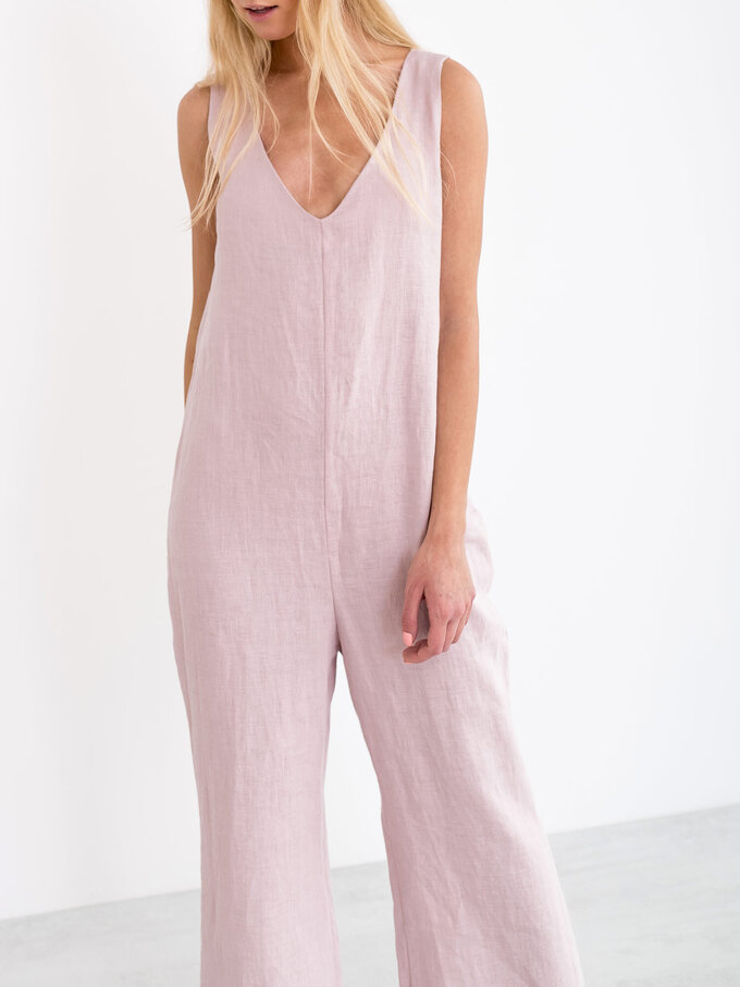 Image 3 of MADELINE Linen Jumpsuit in Apple Blossom from ALBERALKIRK