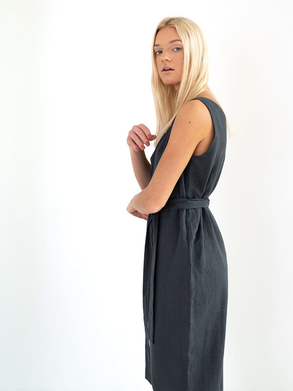 Image 1 of MADELINE Linen Jumpsuit in Dark Grey from ALBERALKIRK