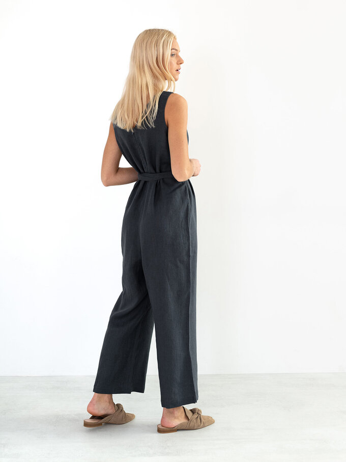 Image 6 of MADELINE Linen Jumpsuit in Dark Grey from ALBERALKIRK