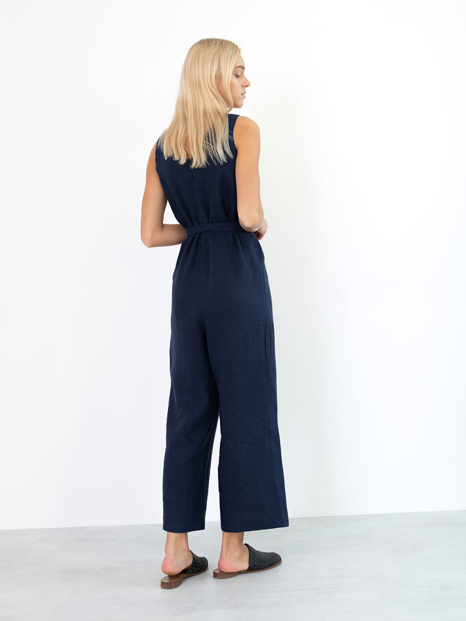 Image 5 of MADELINE Linen Jumpsuit in Navy Blue from ALBERALKIRK