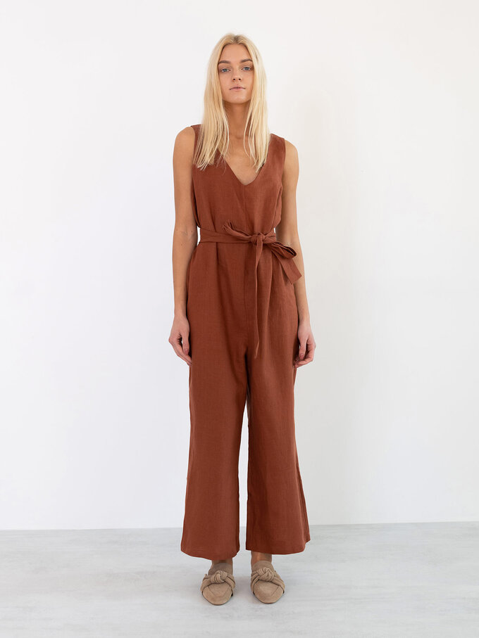 Image 2 of MADELINE Linen Jumpsuit in Rust from ALBERALKIRK
