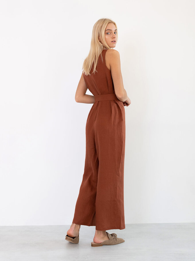 Image 5 of MADELINE Linen Jumpsuit in Rust from ALBERALKIRK