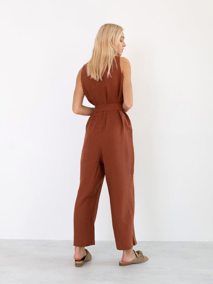 Image 6 of MADELINE Linen Jumpsuit in Rust from ALBERALKIRK