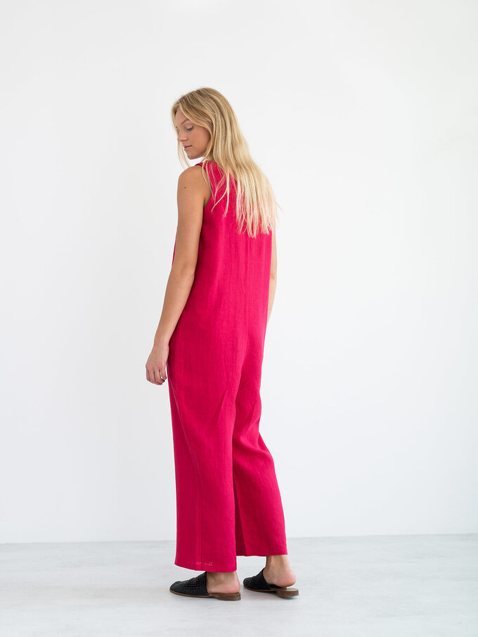 Image 6 of MADELINE Linen Jumpsuit in Vivid Raspberry from ALBERALKIRK