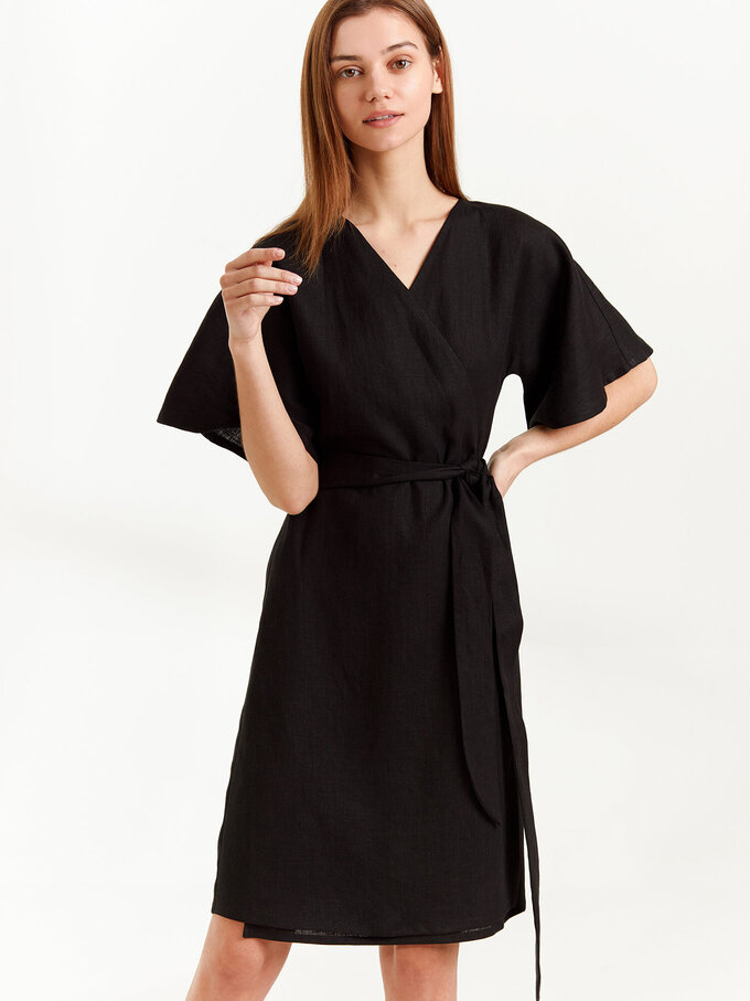 Bild 2 von MARY Leinen Wickelkleid in Black, you can also choose other colors above von ALBERALKIRK