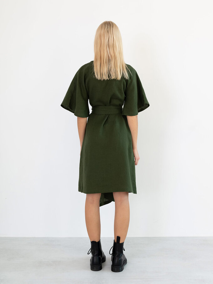 Bild 6 von MARY Leinen Wickelkleid in Forest green, you can also choose other colors above von ALBERALKIRK