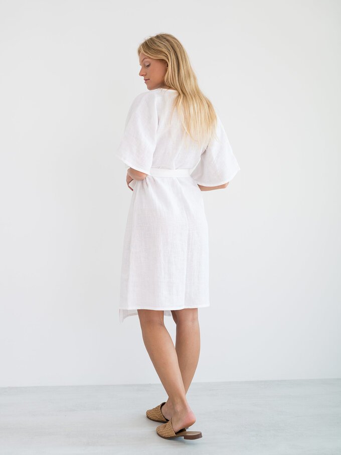 Image 6 of MARY Linen Wrap Dress in White from ALBERALKIRK