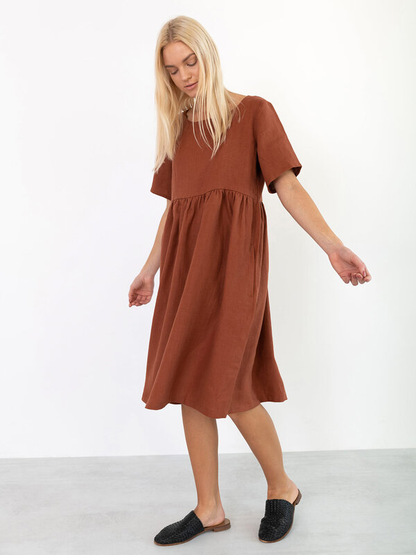 Image 1 of MATILDA Linen Dress in Rust from Love and Confuse