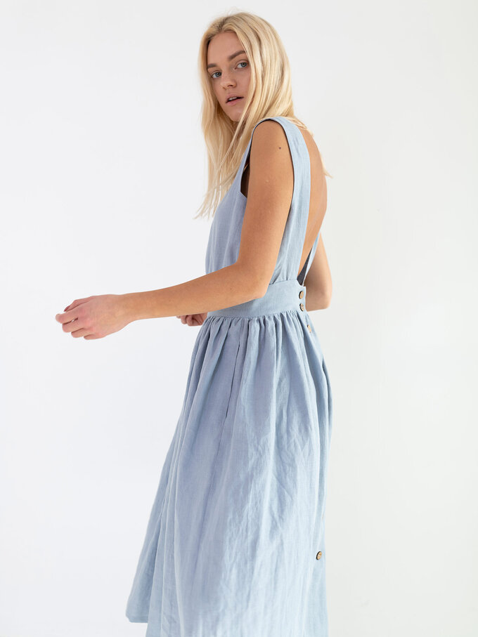 Image 5 of MAY Open Back Linen Dress in Bluestone from ALBERALKIRK