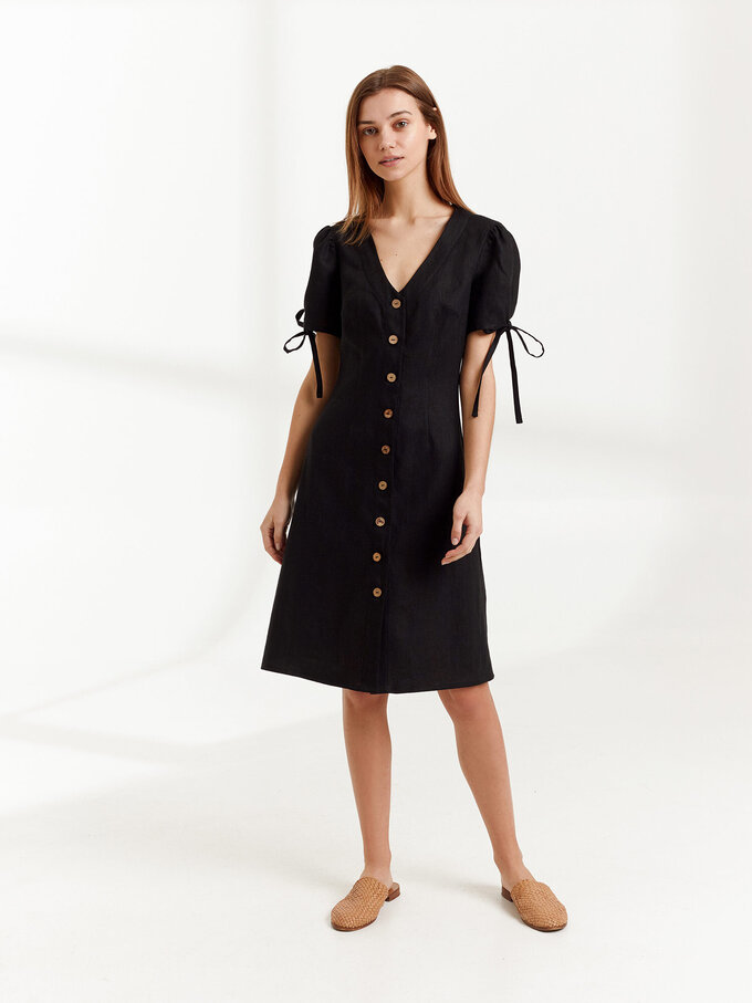 Bild 2 von MONICA Leinen-Hemdblusenkleid in Black, you can also choose other colors above von ALBERALKIRK