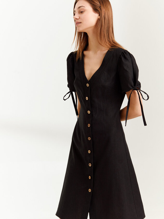 Bild 3 von MONICA Leinen-Hemdblusenkleid in Black, you can also choose other colors above von ALBERALKIRK