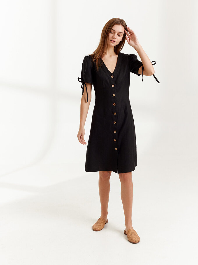 Bild 4 von MONICA Leinen-Hemdblusenkleid in Black, you can also choose other colors above von ALBERALKIRK