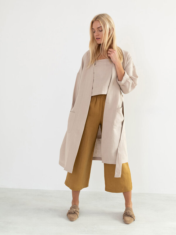 Image 1 of NORA Linen Coat in Beige from ALBERALKIRK