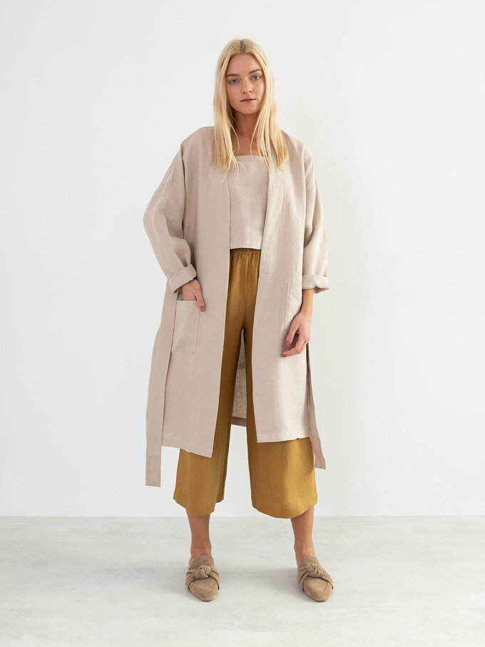 Image 2 of NORA Linen Coat in Beige from ALBERALKIRK