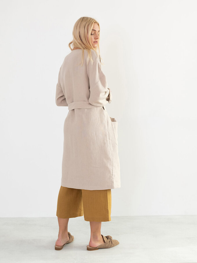 Image 5 of NORA Linen Coat in Beige from ALBERALKIRK
