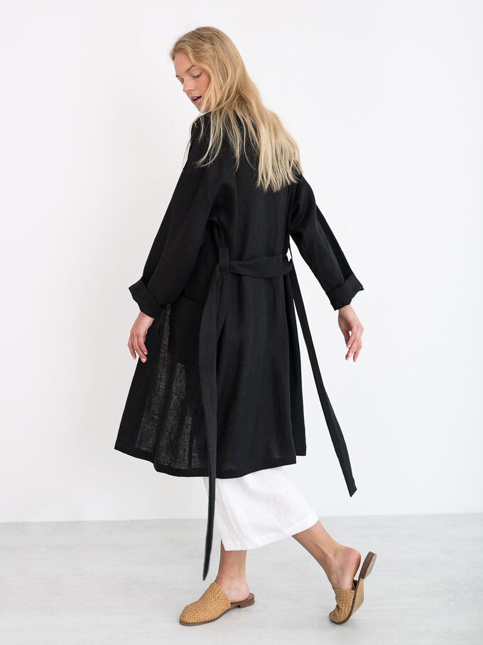 Image 2 of NORA Linen Coat in Black from ALBERALKIRK
