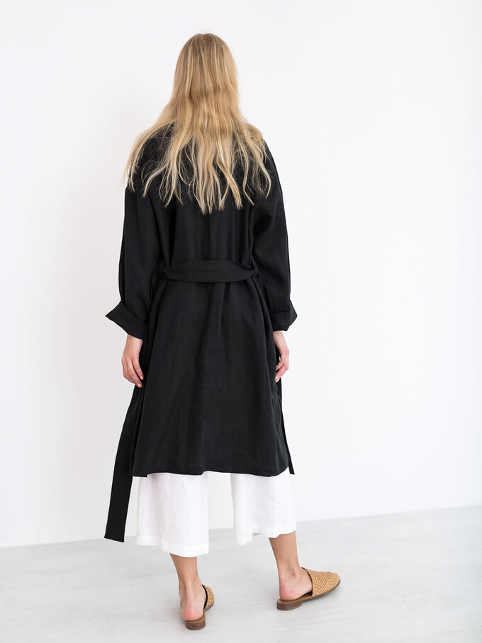 Image 5 of NORA Linen Coat in Black from ALBERALKIRK