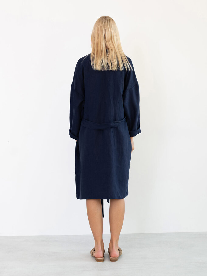 Image 6 of NORA Linen Coat in Navy Blue from ALBERALKIRK