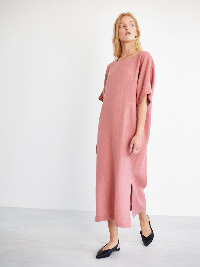 Bild 2 von OLIVIA Leinenkleid Midi & Maxi in Salmon pink, you can also choose other colors above von ALBERALKIRK