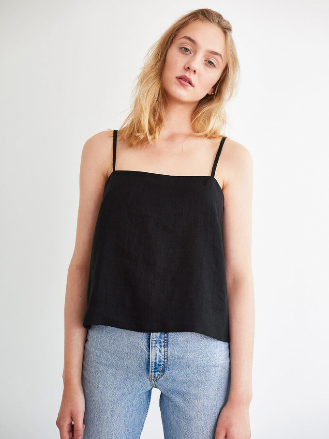 Image 2 of PAGE Linen Cami Top in Black from ALBERALKIRK