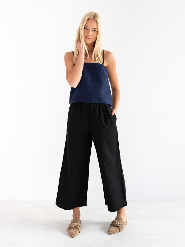 Image 1 of PAGE Linen Cami Top in Navy Blue from Love and Confuse