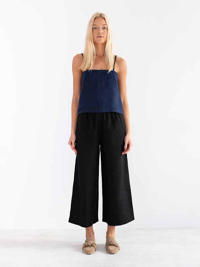 Image 3 of PAGE Linen Cami Top in Navy Blue from ALBERALKIRK