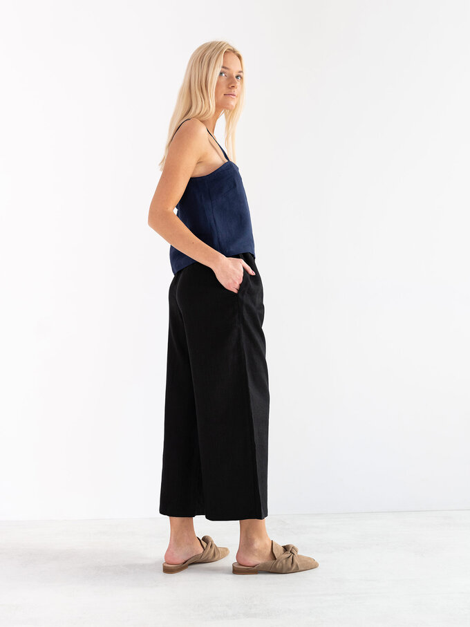 Image 4 of PAGE Linen Cami Top in Navy Blue from ALBERALKIRK