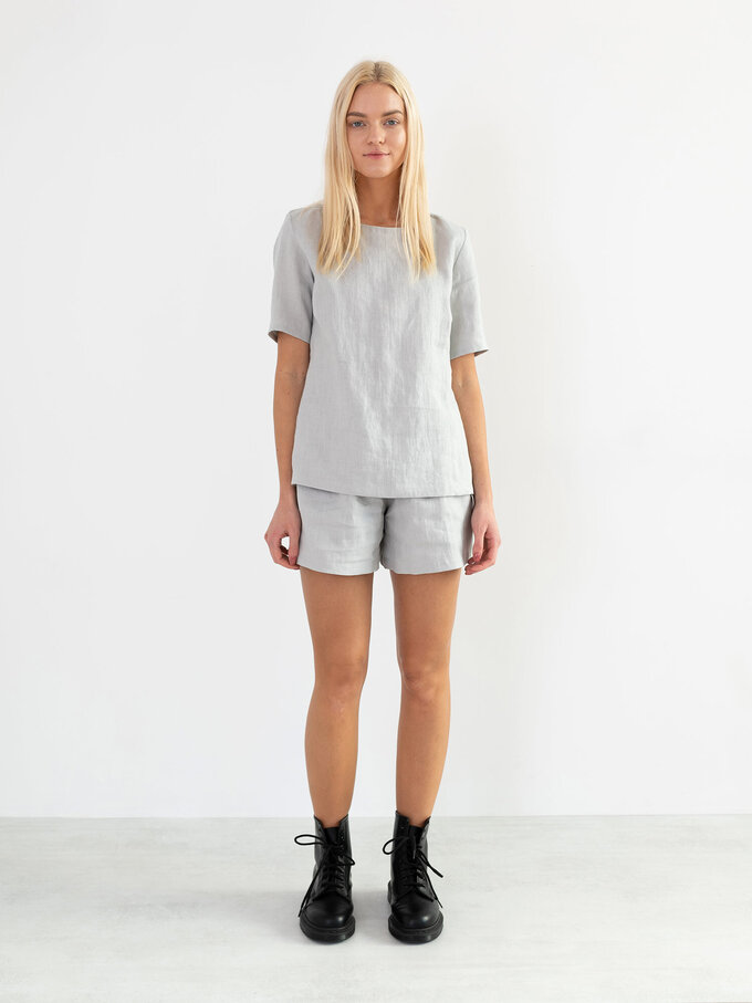 Image 2 of PALMER Linen T-Shirt in Cloudy Grey from ALBERALKIRK