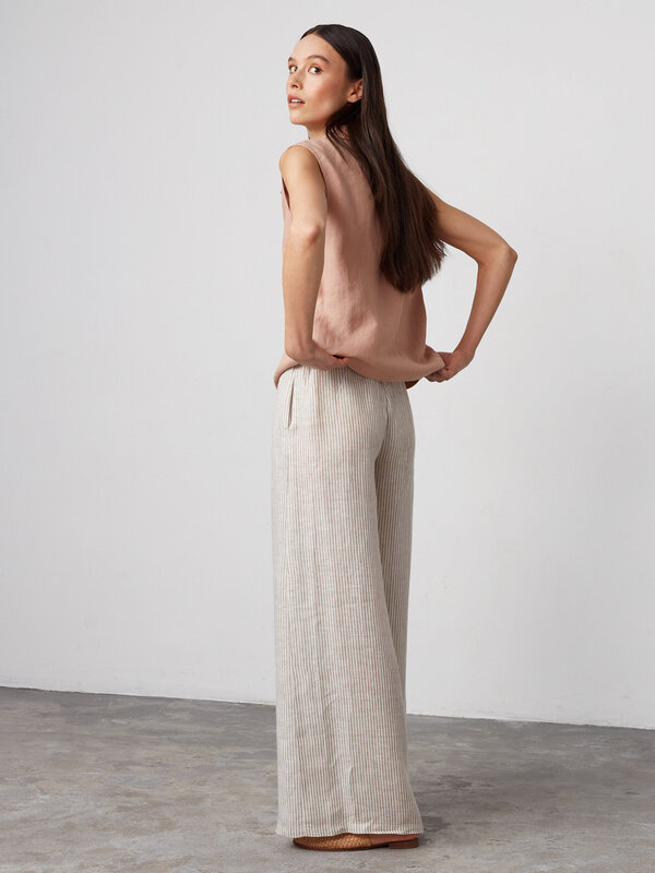 Bild 1 von PEARL - Weit geschnittene Leinenhose in Beige and white stripes, you can also choose other colors above von ALBERALKIRK