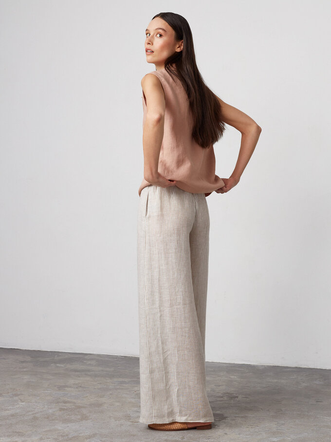 Bild 1 von PEARL - Weit geschnittene Leinenhose in Beige and white stripes, you can also choose other colors above von ALBERALKIRK