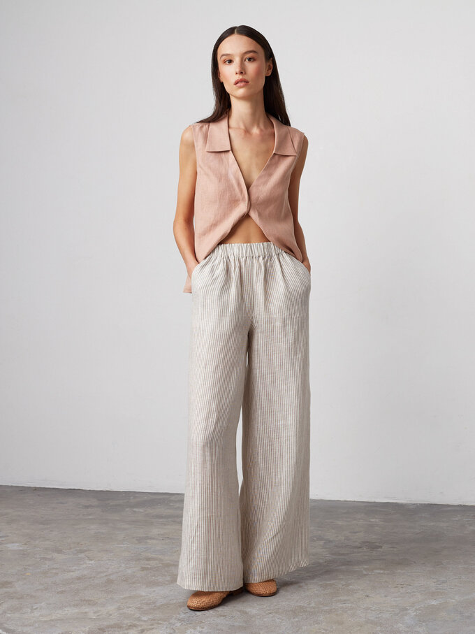 Bild 2 von PEARL - Weit geschnittene Leinenhose in Beige and white stripes, you can also choose other colors above von ALBERALKIRK