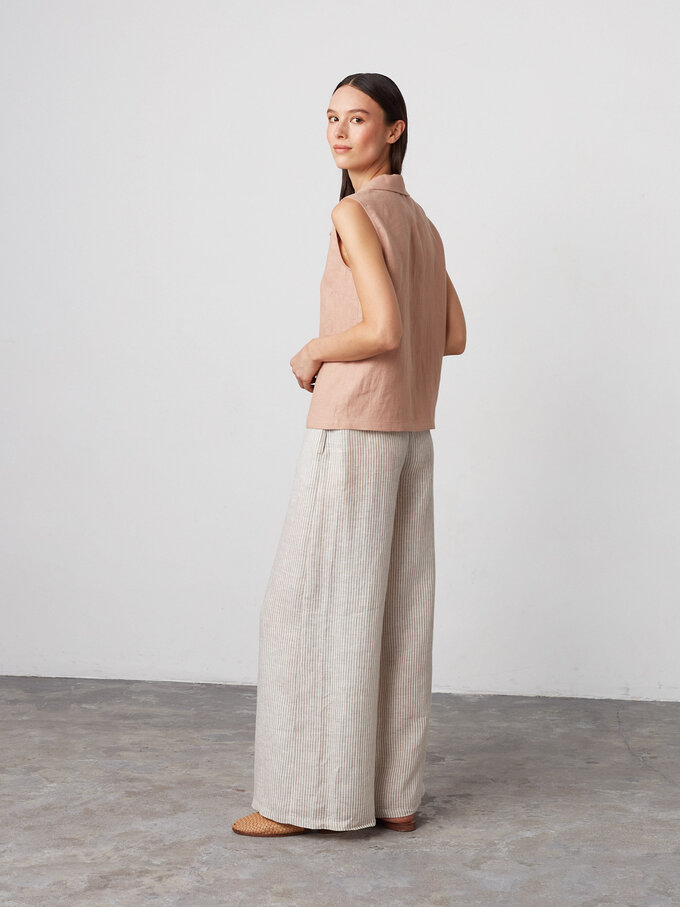 Bild 4 von PEARL - Weit geschnittene Leinenhose in Beige and white stripes, you can also choose other colors above von ALBERALKIRK